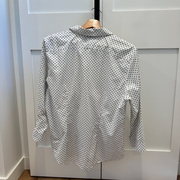 Lauren Ralph Lauren White Polka Dot Button-Up Blouse Size Large - Picture 6 of 9